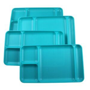 Tupperware Trays Set of 4 Turquoise Lunch Dinner Camping Divided Plastic NEW